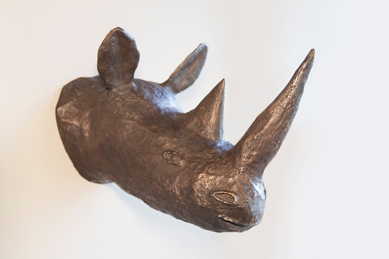 Bronze Sculpture „Rhino“, signed, Engel 2007