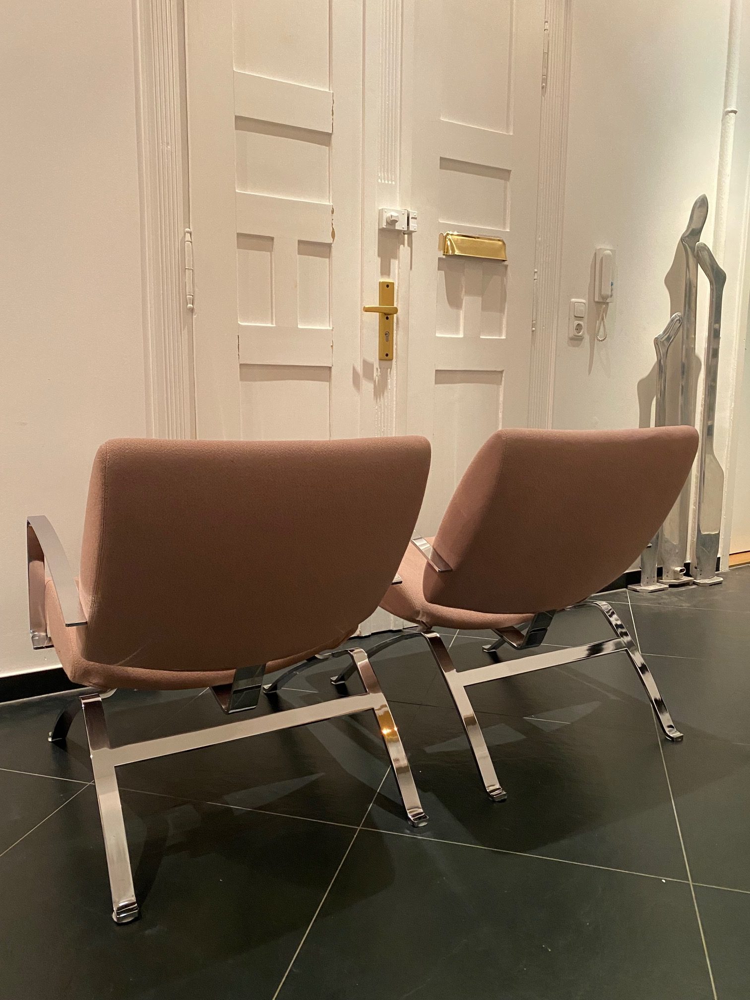 Elegant rare pair of Lounge chairs
